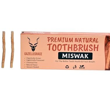 Miswak Stick for Teeth - Vacuum-Sealed Chewing Sticks, No Toothpaste Needed, Also Known as Siwak, Meswak, or مسواك | Pack of 3 Miswak Sticks with Holder