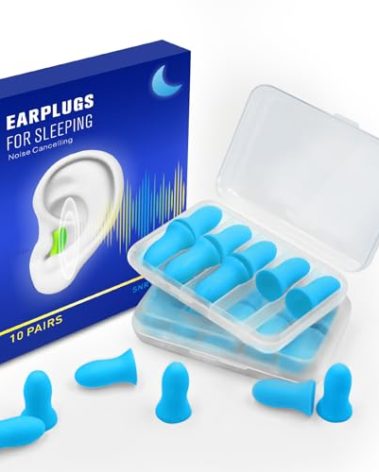 Ear Plugs for Sleeping Noise Cancelling - 40dB Ear Plugs for Noise Reduction - Calmer Earplugs for Concert Sleep Travel Study Work - Hearing Protection Sound Blocking - Blue 10 Pairs in 2 Cases