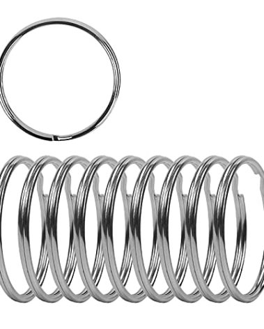 3 Inch Flat Key Rings - Very Large Split Key Rings - Silver Steel Round Edged Circular Keychain Ring Clips - Sturdy Key Chain Ring Connector (Pack of 10)