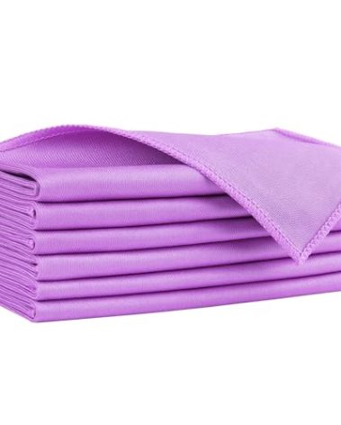 HOMEXCEL Microfiber Glass Cleaning Cloths 6 PK, Lint Free Streak Free, Reusable Microfiber Magic Cleaning Cloth for Windows, Glasses, Mirrors, Screens, Stainless Steel, and More Purple-14×16"