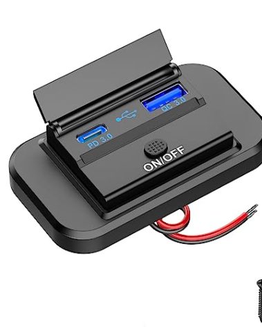 Dual Quick Charge 3.0, RV USB Outlet Qidoe Panel Wall Mount 12 Volt USB Outlet Car Accessories with Power Switch and Cover for RV Cars Truck Golf Cart