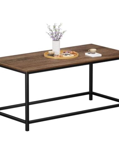 SAYGOER Coffee Table Simple Modern Rectangular Center Table Open Space Minimalist for Living Room Home Office Industrial Cocktail Tables, 39.37 x 19.69 x 17.72, Dark Walnut
