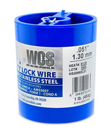 Lock Wire, T302/304 Stainless, NASM20995, MS20995C, ASTM A580 Cond A, AMS5697, .051 in (1.29 mm), 1 lb (0.45 kg) Dispenser Can, Approx. 143 ft (43 m)