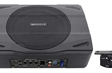 Rockville SS8P 400W 8" Slim Under-Seat Active Subwoofer, High-Level Inputs, Cast Aluminum Enclosure, for Car/Truck Audio Systems