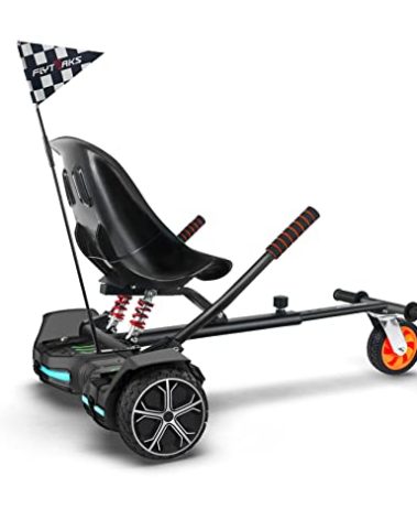 Flytraks K2 Self-Balancing Scooter Go Kart with Rear Shock Absorption, Balancing Scooter Seat Attachment Accessory for 6.5" 8" 10" Hover Board, Adjustable Frame Length & Off-Road Rubber Wheel