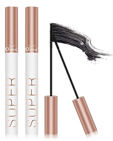 O'CHEAL Lash Lengthening Mascara, Voluminous Soft Lashes Makeup, Flake Free Formula, Hypoallergenic, Clump Free, Waterproof Long Lasting Natural for All Day - Intense Black (Pack of 2)