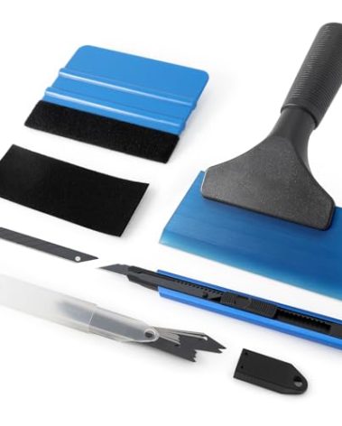 Gomake Vinyl Wrap Tool Set Window Tint Kit,Window Tint Tools Small Rubber Squeegee, Car Window Tint Application Kit,Vinyl Wrap Tools Felt Squeegee for Car Wrapping,Window Cleaning (Blue)