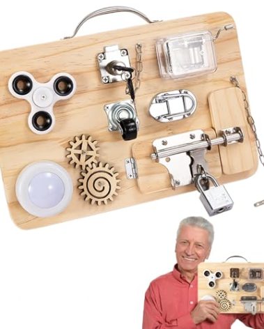 Engaging Busy Board for Elderly - Fidget Board for Dementia Patients, Sensory Activities for Alzheimer's Seniors, Dementia Products for Elderly to Ease Anxiety & Aid Memory Care