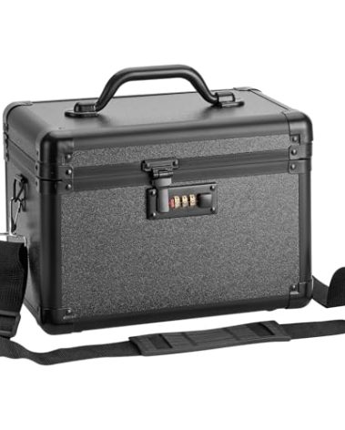 Vilcjson Combination Lock Box - 11x6.7x7.9 Inch Medium - Security Lock Boxes for Medicine, Locking Storage Box for Personal Items Passports and Documents, Lockable Lockbox for Office Business, Black