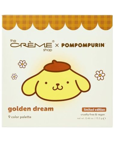 The Crème Shop x Sanrio Pompompurin Golden Dream Eyeshadow Palette: 9 Shades Matte Shimmer Metallic Extended Wear Pigmented Mirror Included Silky Blendable Textures (Set of 1)
