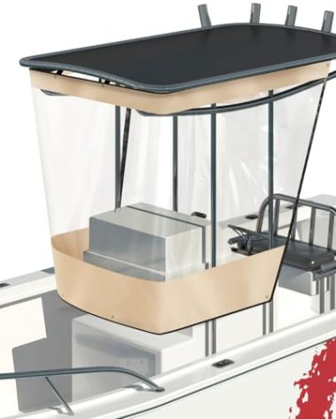 Fanfanwin Universal T-top Boat Windshield Center Console T-top Enclosure Boat Accessories, Spray Shield, Clear Spray Curtain(for Consoles up to 27½'')