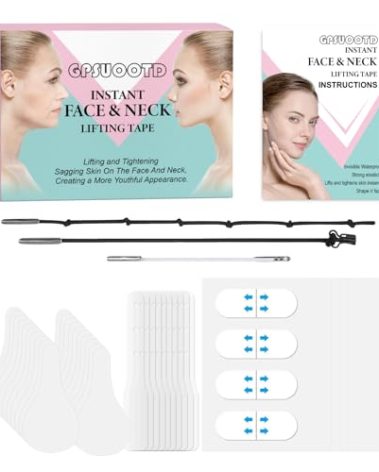 Gpsuootd Face Lift Tapes – 60 Pcs Instant Neck Lift Patches,Neck Tape lifting Invisible,Face Lift Tape Invisible,(Mix Box)