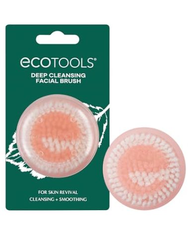 EcoTools Deep Cleansing Facial Brush, Manual Facial Cleansing Brush Exfoliates & Deeply Cleanses, Remove Makeup & Dry Skin, Eco-Friendly Face Brush for Cleansing, Color May Vary, 1 Count