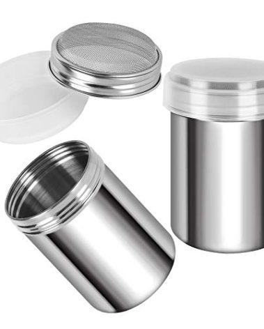 Accmor 2 Pack Powdered Sugar Shaker Duster, Cinnamon Shaker Flour Sifter, Fine Mesh Stainless Steel Dredge for Baking Soda Flour Cinnamon Cocoa