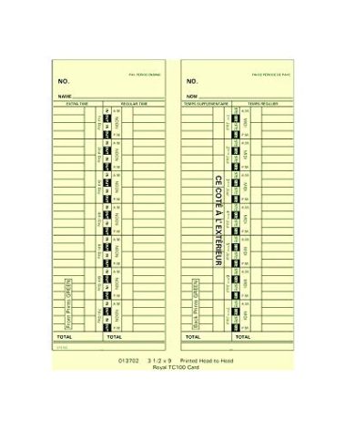 ROYAL 13702 Time Cards for TC100 / TC200 Time Clocks, 250 Count