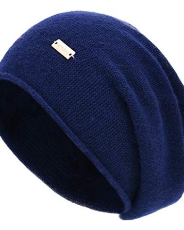 jaxmonoy Slouchy Knit Beanie Hat for Women Winter Soft Warm Ladies Slouch Knitted Skull Beanies Cap - Navy