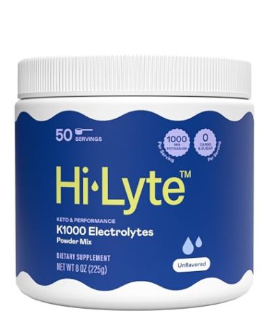 Hi-Lyte K1000 Electrolytes Powder Mix Unflavored Keto & Performance, 50 Servings