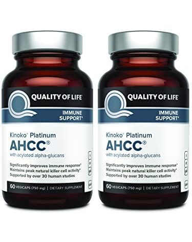 Quality of Life AHCC Kinoko Platinum 750 mg – Premium Immune Support Supplement - Pack of 2, 60 Count Bottles