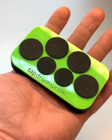 Tap Drums XL Quad - A Silent Fidget for Everyone, Inspired by Musicians - Great Gift Durable - Pocket Size (Green)