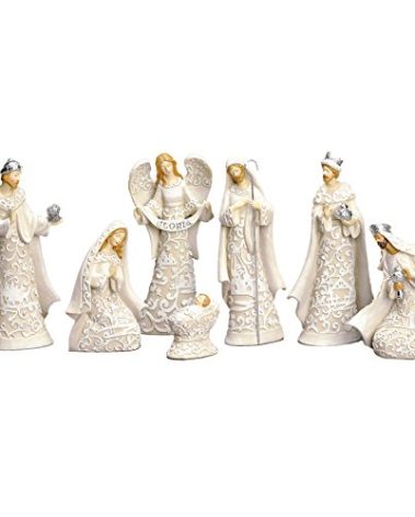 Nativity Sets Exclusive 7-Piece Nativity Set, Features The Holy Family with The 3 Kings and a Gloria Angel, 7.5-Inch