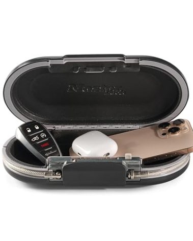 Master Lock Portable Small Lock Box, Set Your Own Combination Lock Portable Safe, Personal Travel Safe, 5900D, Gunmetal Grey