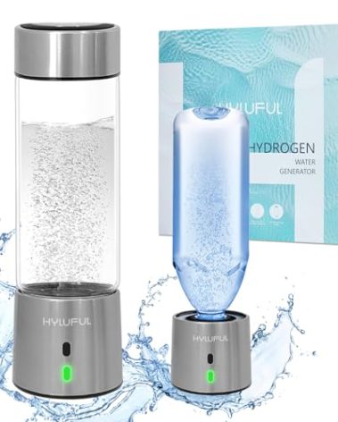HYLUFUL 2 in 1 Hydrogen Water Bottle Generator and Machine, 5Mins Quick Electrolysis Ozone Water Generator, 1500ppb for Home Office and Travel