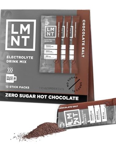 LMNT Zero Sugar Hot Chocolate or Coffee Mixer - Chocolate Salt | Drink Mix | 12-Count