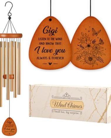 Gigi Gifts for Christmas, Gigi Birthday Gifts from Granddaughter Grandson, Wind Chimes Outside 25.5in