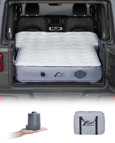 Sokeface Jeep Wrangler Air Mattress Jeep Mattress with Wireless Air Pump Large SUV Air Mattress,Jeep Wrangler Bed 10inch SUV Camping Bed for JK JKU JL JLU Unlimited 4 Door