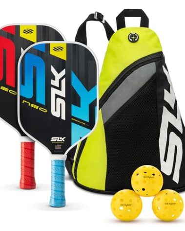 Selkirk Sport SLK Neo Graphite Pickleball Paddles Set of 2 | Designed in The USA | Complete Pickleball Set with 2 Pickle Ball Rackets, 3 Hybrid+ Balls, and SLK Sling Bag | Red & Blue