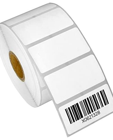 2" x 1" Direct Thermal Label - Compatible with Rollo Label Printer & Zebra Desktop Printers – 1” Core, Postage UPC Barcode Address Shipping Sticker, Adhesive & Perforated - 4 Rolls, 1300/Roll