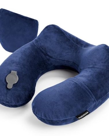 Rewondah Inflatable Travel Pillow for Sleeping Airplane - Inflatable Neck Pillow for Traveling on Plane with Washable Cover, Blow up Neck Travel Pillow for Airplanes, Cars - Portable and Comfortable