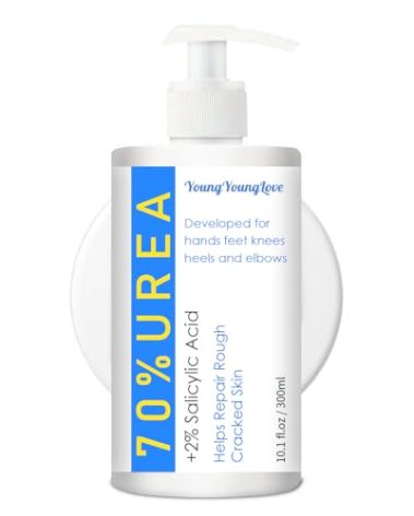 YOUNGYOUNGLOVE 10.1 Oz - Urea Cream 70% plus Salicylic Acid 2% for Dry Cracked Feet, Heels, Knees, Elbows and Hands, Moisturizes, Softens and Removes Calluses Dead Skin