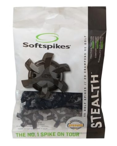 SOFTSPIKES Unisex Adult Black Stealth Golf Cleats, Black/Silver, Clamshell US