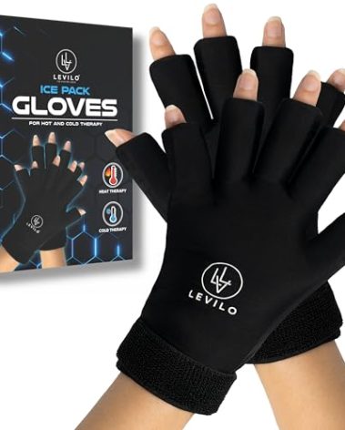 LEVILO Hand Ice Pack (2 Pack) Ice Gloves for Arthritis Hands, Carpal Tunnel, Hand Ice Pack Gloves for Arthritis, Finger Sleeves, Inflammation, Swelling, Joint Pain, Tendinitis, Hot & Cold Therapy