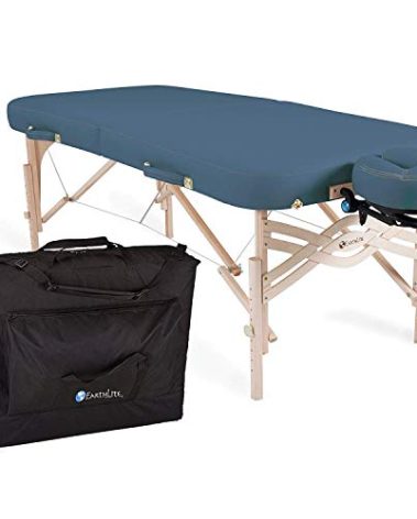 EarthLite Premium Portable Massage Table Package Spirit - Spa-Level Comfort, Deluxe Cushioning incl. Flex-Rest Face Cradle & Strata Face Pillow, Carry Case (30/32” x 73”) - Made in USA, Mystic Blue