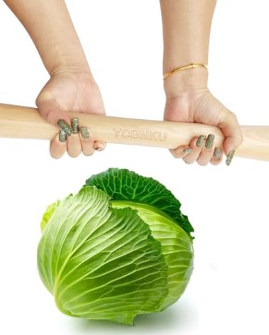 16"Heavy Cabbage Pounder Natural Beech Wood for Fermentation Crocks and Mason Jars Sauerkraut pounder/Tamper for Packing Down Fermented Foods like Kimchi