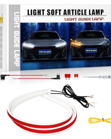 YM E-Bright Sequential Turn Signal Blinker Indicator DRL Led Strip Lights for Cars SUV Motorcycle Waterproof Flexible Exterior Dual Color White Amber Flowing Switchback 12inch/30CM