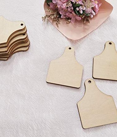 30PCS Cow Tag Natural Wood Earrings Blanks,Wood Jewelry Accessories, DIY Unfinished Wood Shapes (3.0")