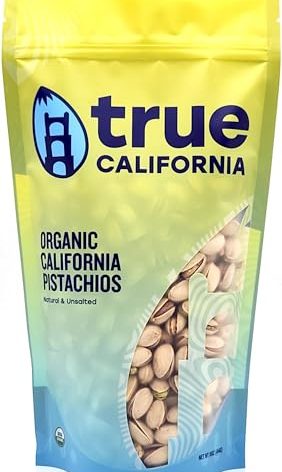 True California Organic Pistachios (1 LB) Raw, Natural & Unsalted, Not Roasted, In-Shell, Vegan & Gluten-Free