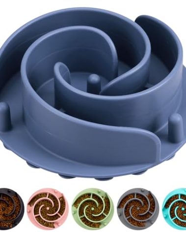 Slow Feeder Dog Bowls Insert, Bestalk Soft Silicone Slow Eating Feeder Insert with Suction Cups for Small, Medium and Large Dogs, Fit into Basic and Elevated Dog Bowls, Dark Blue