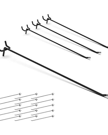 HUHOLE Black Pegboard Hooks 12 Inch, 25PC, Heavy Duty Peg Board Hooks, Fit 1/4" Peg Board