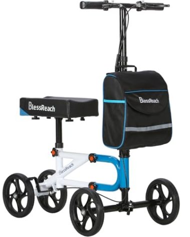 Knee Scooter，Knee Scooter for Adults for Foot Surgery，Knee Walker for Foot Injuries Compact Crutch Alternative with Dual Braking System (Blue)