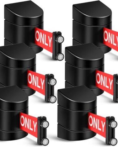 Barydat 16.4 ft Magnetic Retractable Wall Mount Barrier, Crowd Control Safety Belt with ABS Case for Grocery Retail Store Stadium(Authorized Access Only,Black,6 Pcs)