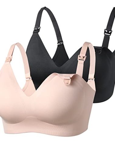 Momcozy Seamless Nursing Bra for Women 2 Pack Comfort Smooth Breastfeeding Maternity Bralette Wireless Pregnancy Bra