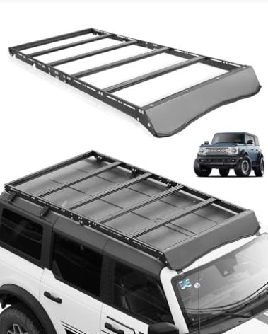 JROAD Bronco Hard top Platform Roof Rack, Full Length Cargo Carrier Basket Cross Bars fit for Ford Bronco 2021 2022 2023 2024 2025 4-Door Hardtop,Bronco Rooftop Storage Carrier Luggage Rack