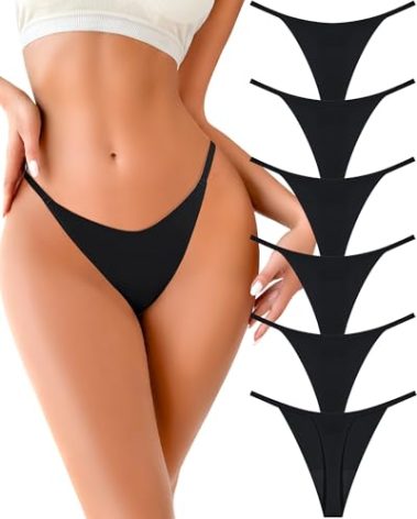 UNDER THE SEA G String Thongs for Women Seamless Underwear Low Rise No Show Thong Stretch Womens Panties Sexy 6 pack XS-XL