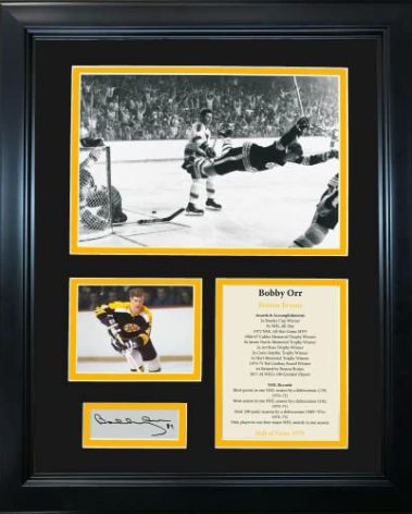 Framed Bobby Orr Hall of Fame Facsimile Laser Engraved Signature Auto Boston Bruins 11"x14" Hockey Photo Sig Collage