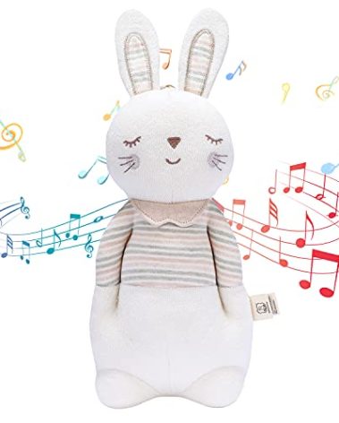 COTTONEBEBE Baby Toys, Stuffed Animal Toy with Lullaby Music for Infant Babies 0 3 6 12 to 36 Months Boy & Girl,Ideal Gift for Newborn (Mrs.Bunny, Cotton)