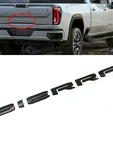 1pc 2019-2025 Big Sierra Emblem Rear Liftgate Letter Nameplate Badge 3D Compatible with Sierra 1500 2500HD 3500HD At4 84287337 (Gloss All Black)
